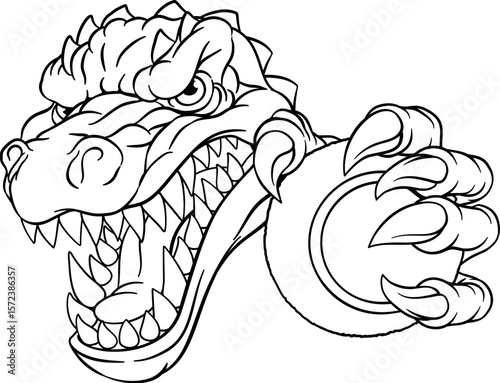 A crocodile, dinosaur or alligator lizard tennis sports mascot
