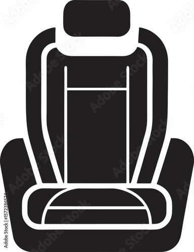 Modern car seat silhouette isolated on white background