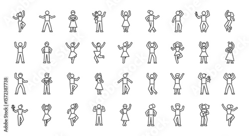 Ballroom and Latin Dance Couple Line Art Set