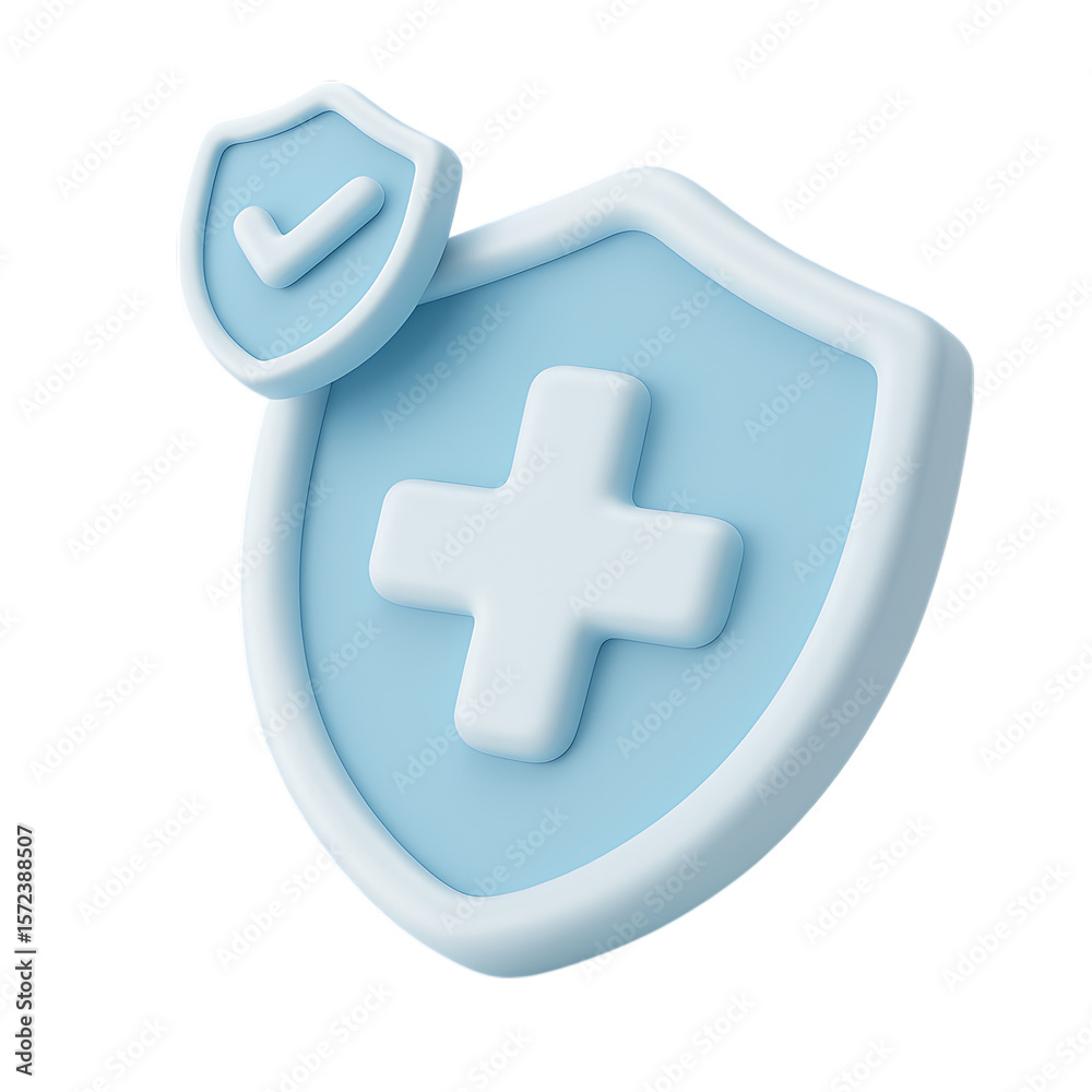 Fototapeta premium Health Insurance Shield with Cross and Checkmark