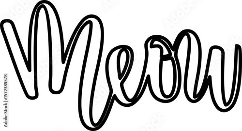 Meow Lettering Line Style