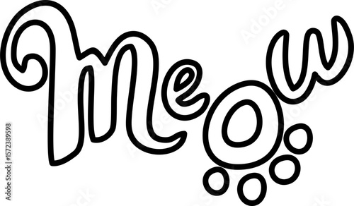 Meow Lettering Line Style