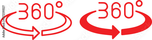  360 degrees, panoramic view, circular arrows, rotating arrows, motion arrows, circular movement, continuous loop, repeating