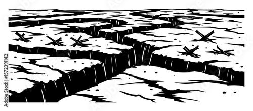 cracked earth no mans land battlefield vector