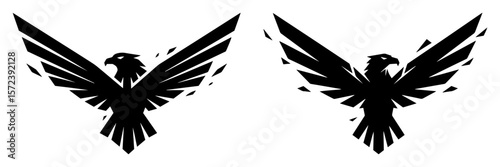 stylized eagle logo icon flying bird of prey mascot vector