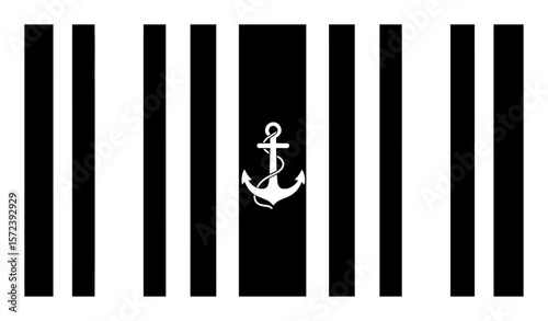 nautical anchor symbol on striped background