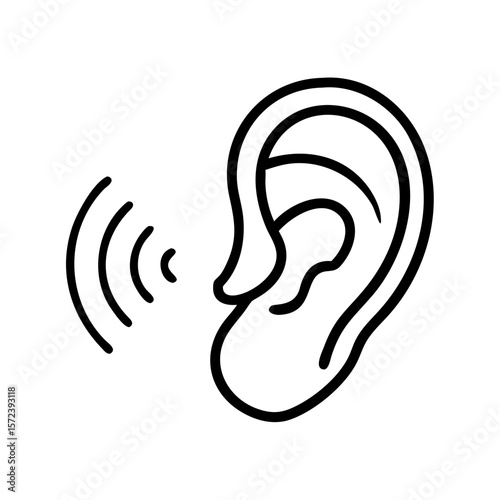 Ear Listening Sound Waves Line Icon