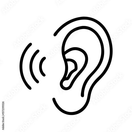 Ear Listening Sound Waves Line Icon