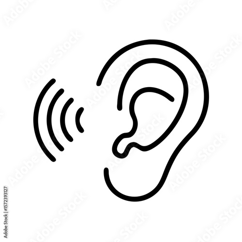 Ear Listening Sound Waves Line Icon