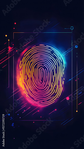 Ultra HD Vertical futuristic fingerprint biometric background image smartphone fingerprint design smartphone biometric wallpaper mobile fingerprint security background image holographic wallpaper.