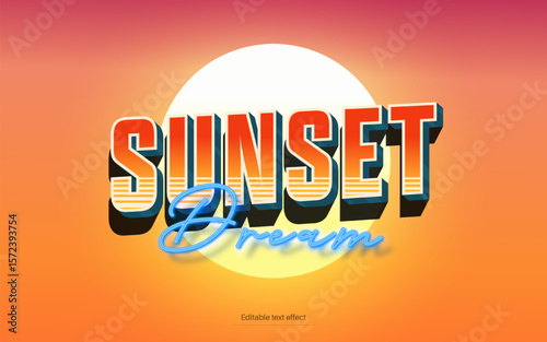 Vintage Sunset Text Effect for Illustrator