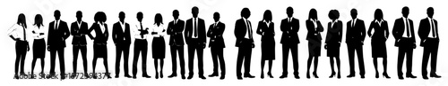 standing business people silhouettes border vector illustration