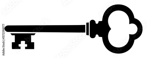 vintage skeleton key silhouette vector icon