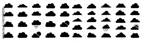 weather cloud icon set collection silhouette