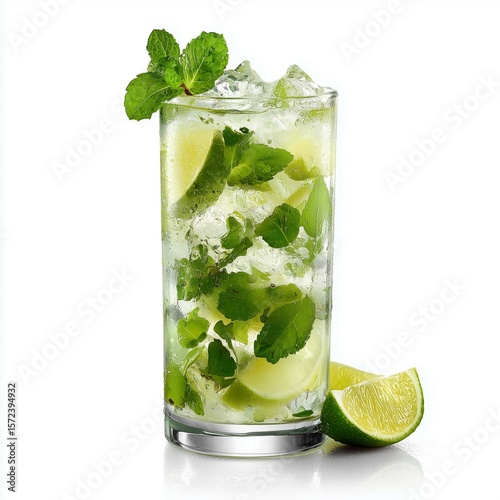 Refreshing mojito cocktail with mint and lime