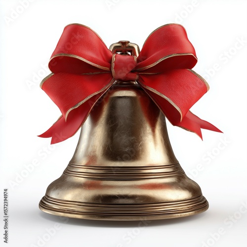 Golden bell with red ribbon