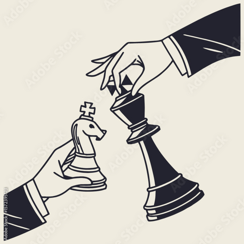 Chess strategy game play with knight and king move