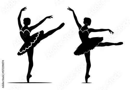 elegant ballerina silhouettes dancing ballet vector set