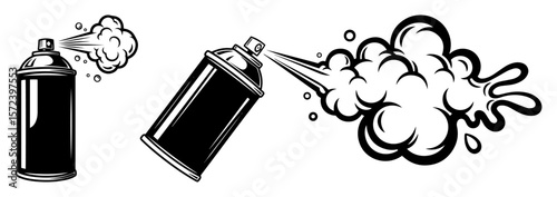 graffiti spray can vector illustration set