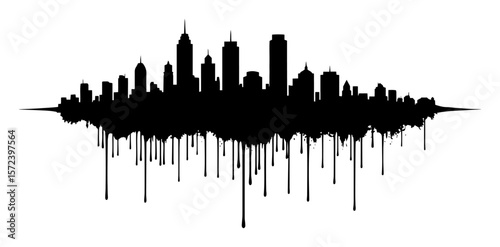 city skyline graffiti drip silhouette vector