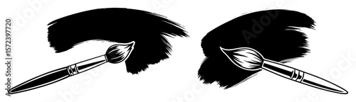 paint brush making a stroke vector illustration