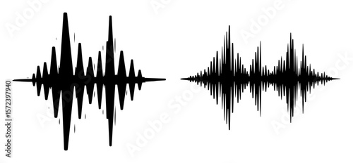 sound wave audio signal waveform vector icon set