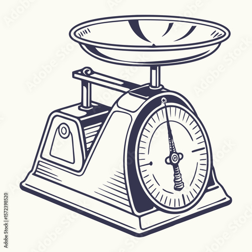 Vintage kitchen scale with dial weighing measurement