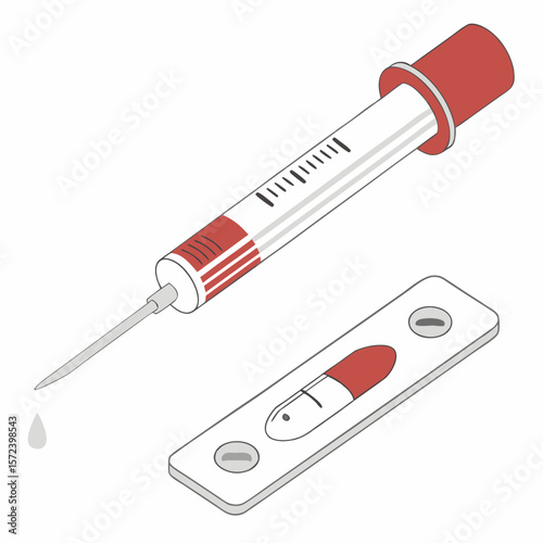 Medical syringe and test strip needle blood