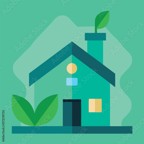 Modern eco friendly house design with greenery and abstract shapes