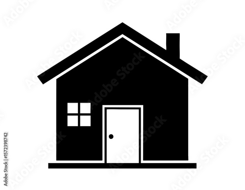 Simple black house icon suitable for graphic design projects, real estate websites, property management logos, and construction company branding.