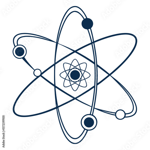 Atomic structure symbol with orbiting electrons science