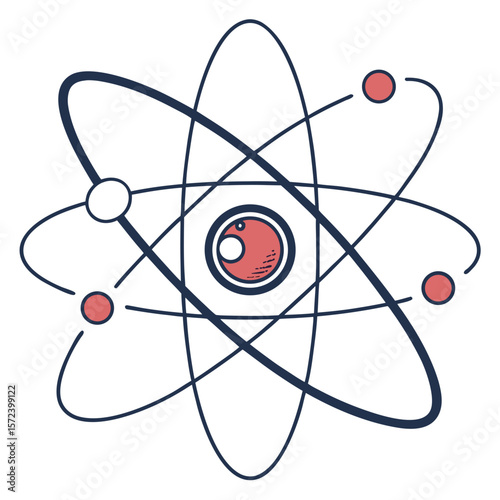 Atomic structure nucleus electrons orbits vector