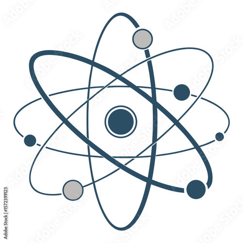 Atomic structure diagram with orbiting particles science