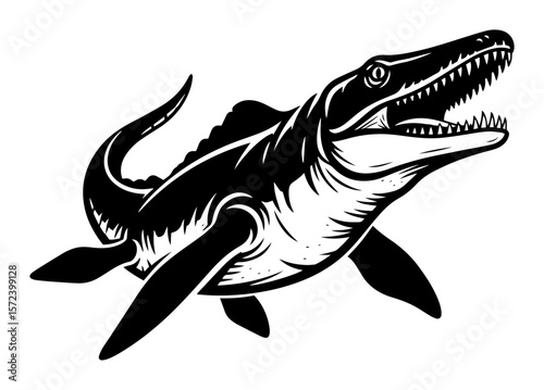 mosasaurus marine reptile predator vector logo