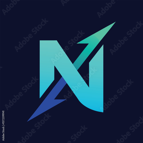 Modern letter n logo with upward arrows and gradient colors