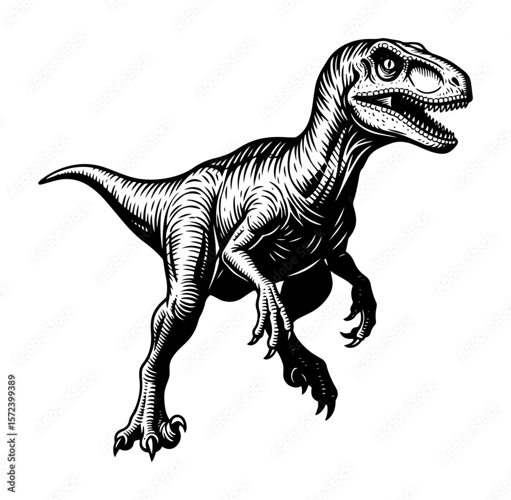 Fototapeta premium velociraptor dinosaur prehistoric predator vector illustration