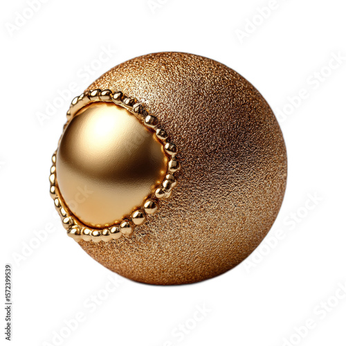 Elegant golden sphere with intricate texture and glossy finish, perfect for luxury designs and artistic compositions