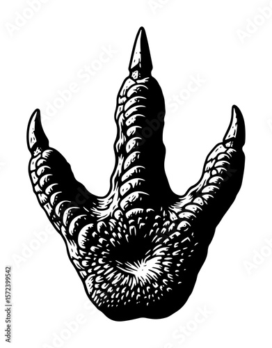 raptor dinosaur claw talon monochrome vector illustration