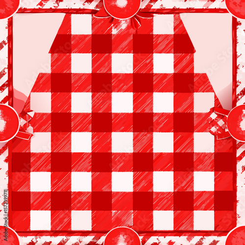 Red and white checkered seamless vector pattern design concept  