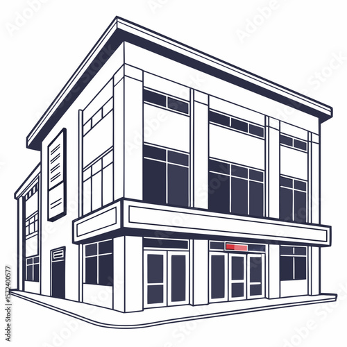 Modern building facade with dark windows architecture