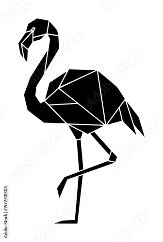 geometric low poly flamingo bird modern logo icon vector