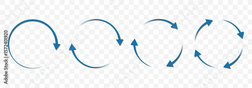 circle arrow icon set. Blue circular arrow icon, refresh, reload arrow icon symbol sign. Blue Reload vector icon set. repeat vector. restart or reset sign. Repeat cycle symbol. Blue rotation arrow.