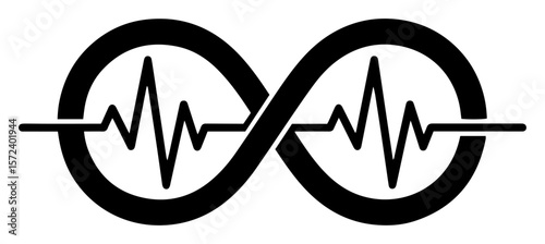 infinity symbol with heartbeat line eternal love life vector icon