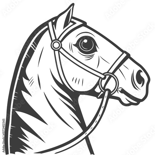 Horse head with bridle equine animal