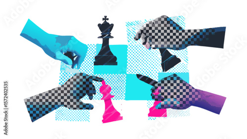 Chess game strategy and tactical moves illustration