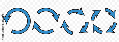 circle arrow icon set. Blue circular arrow icon, refresh, reload arrow icon symbol sign. Blue Reload vector icon set. repeat vector. restart or reset sign. Repeat cycle symbol. Blue rotation arrow.