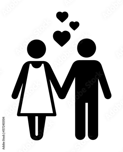couple in love icon stick figure holding hands vector