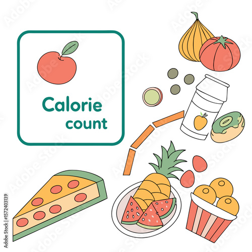 Food calorie count illustration calories apple
