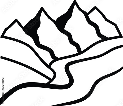 Mountain Valley Landscape  vector illustration transparent background