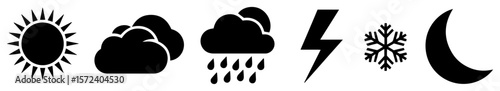 weather forecast symbols icons monochrome vector illustration